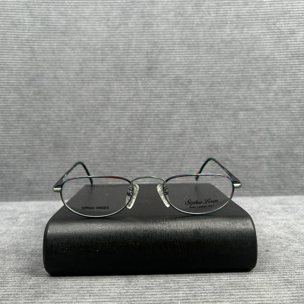 Sophia Loren M52 Zyloware Y2k Eyeglass Frames Green Multi Color Oval Spring